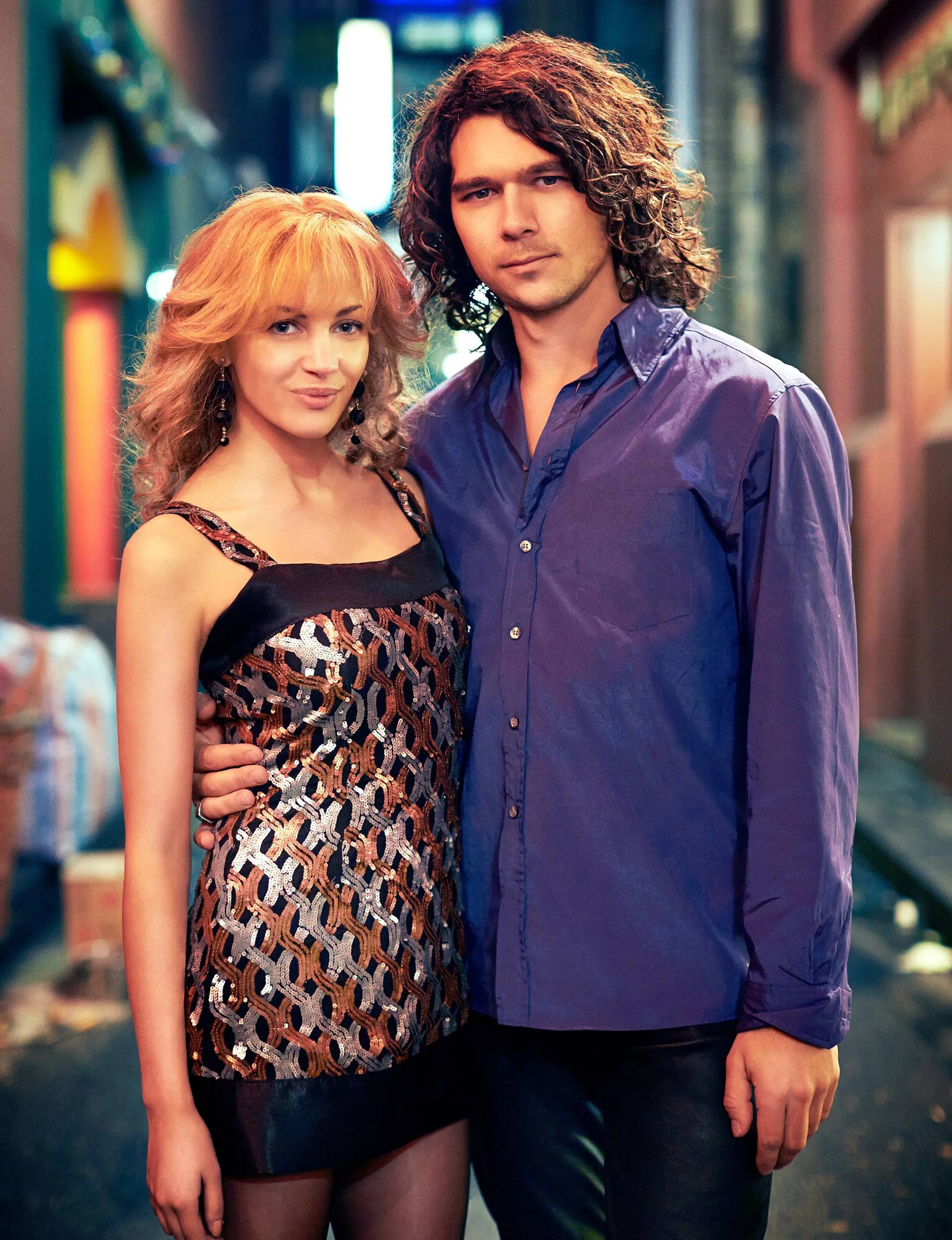 Luke as rocker Michael, with Samantha Jade as Kylie Minogue