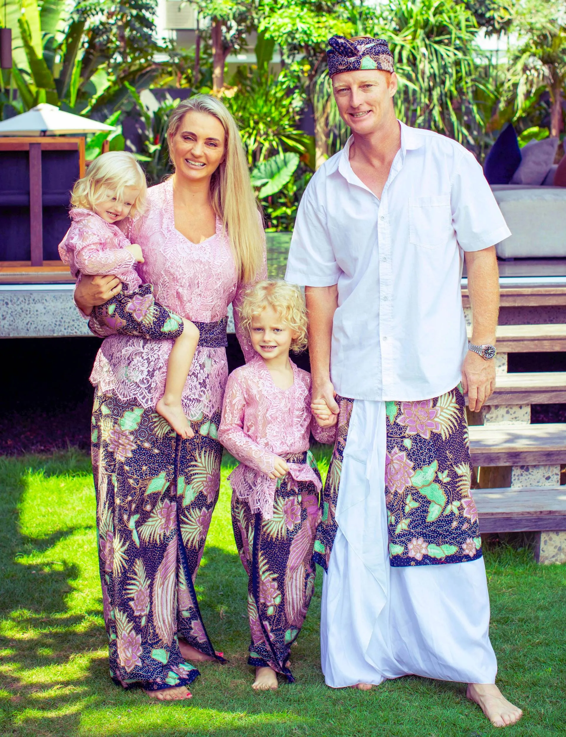Dan King-Turner and Anna Trubuhovich with their daughters in Bali
