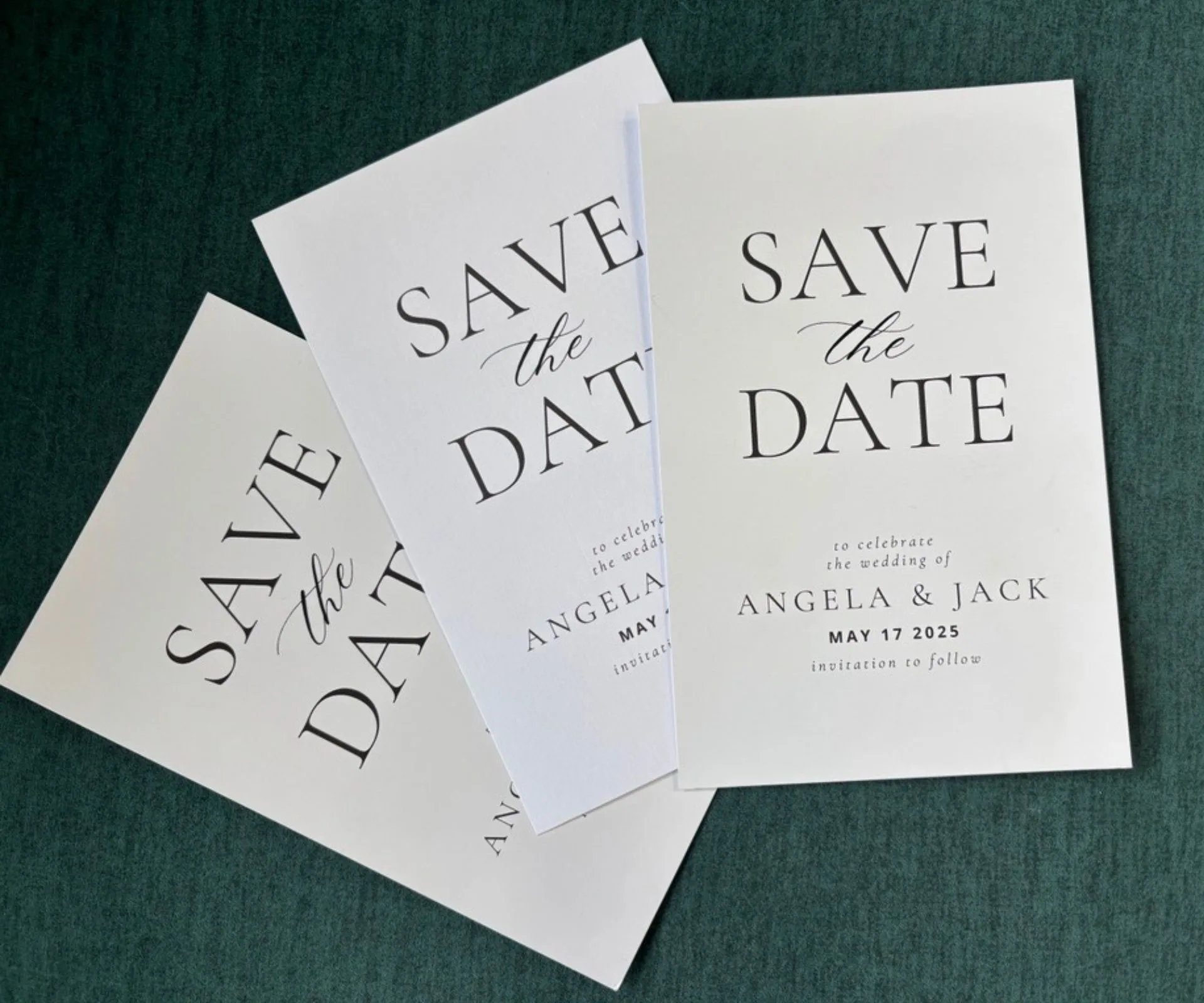 Angela and Jack's Save the Date cards