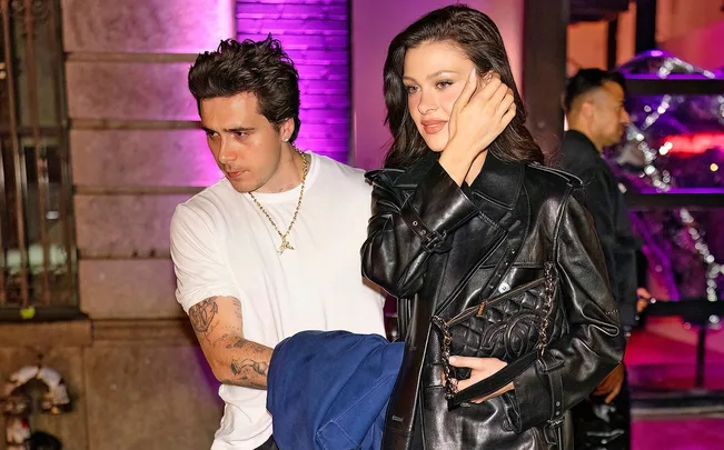 Brooklyn Beckham walking with wife Nicola