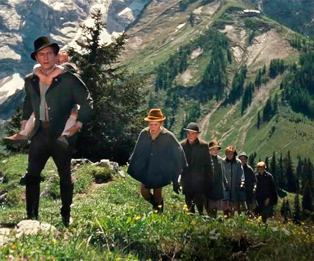 Group of guys walking up a hill
