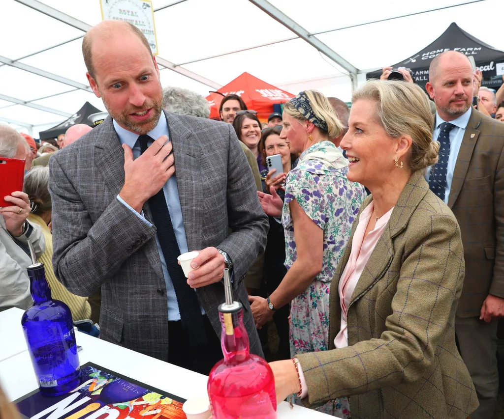 William and Sophie drinking