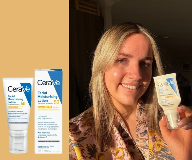 Georgia holding the CeraVe spf 50
