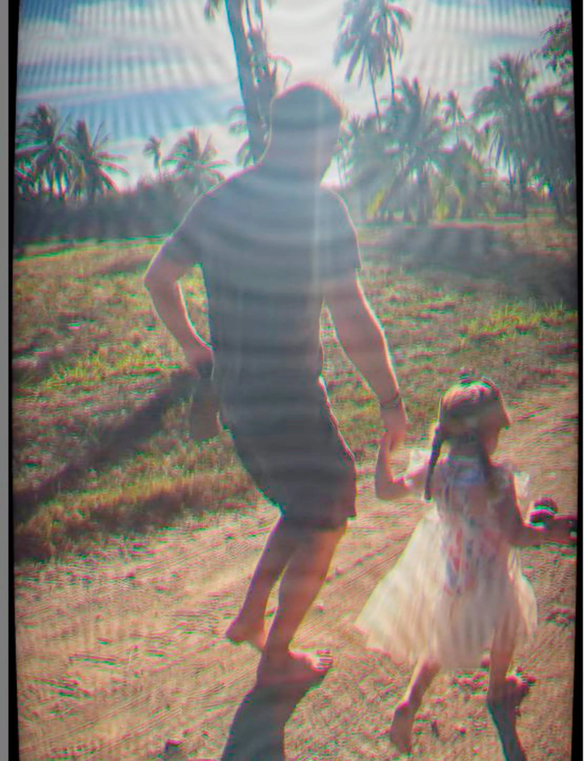 harry and daughter running barefoot