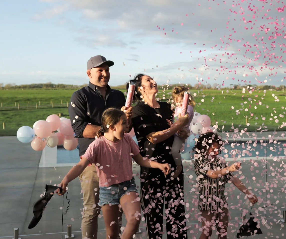 Celebrating the big reveal!