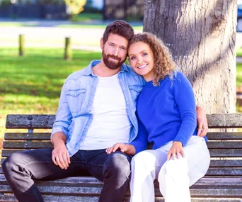 Jono Kenyon and Tara on bench