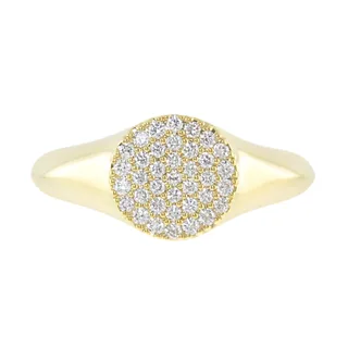 Signet diamond caviar ring