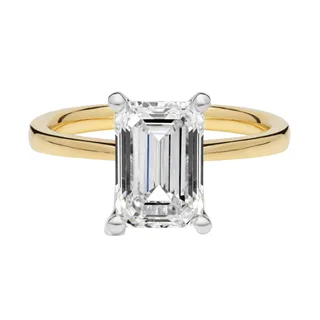 Emerald lab-grown diamond solitaire ring