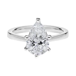 Lab-grown diamond pear cathedral solitaire ring