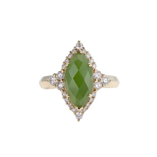 Pounamu and diamond marquise starlight ring
