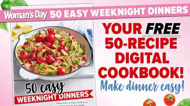 womans day banner with link information for free cookbook