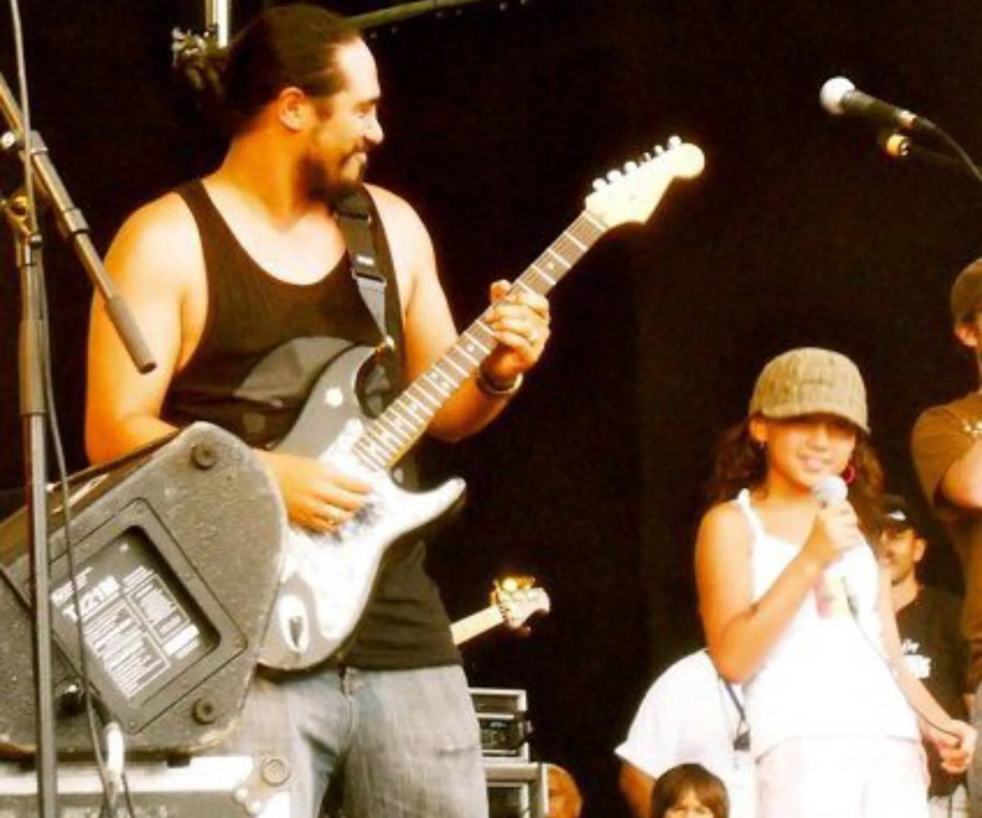 My Lee and dad on stage performing together