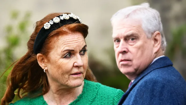 Fergie and Andrew looking worried