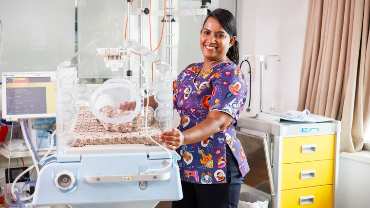 Arishma with incubator