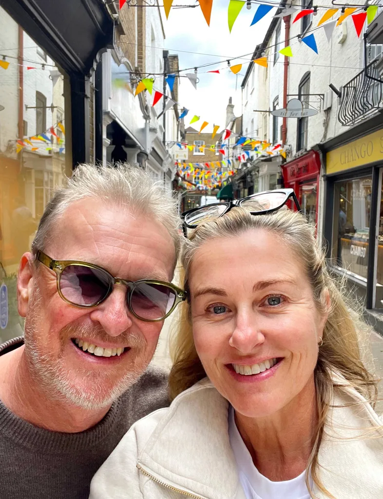 Woman and man smiling in italy