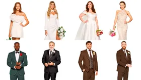 collage image of four brides and four grooms participating in mafs 2026