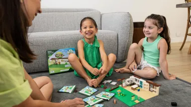 Children playing with Woolworths Home bricks