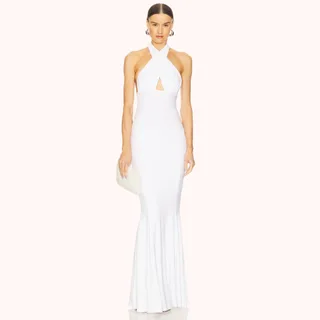 Revolve Halter Fishtail Gown