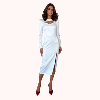 White Silk Satin Dress