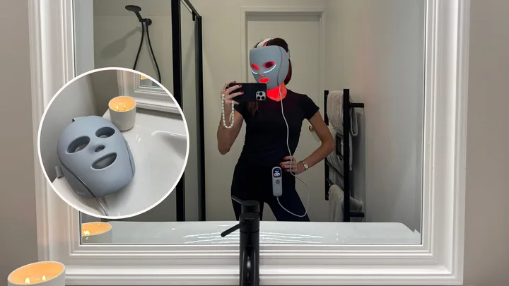 Anna modelling the Shark CryoGlow Face Mask
