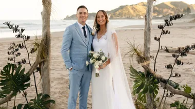 Sports stars Laura Quilter and Alex Lowen’s dream beachfront wedding