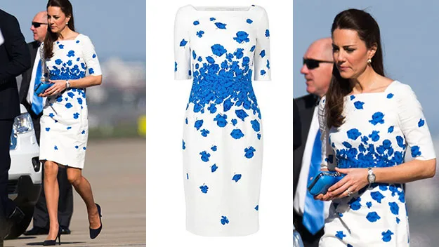 Kate in her royal blue LK Bennett frock.