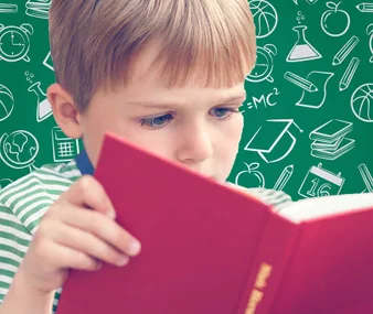 Little boy learning