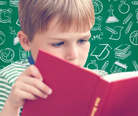 Little boy learning