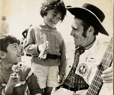 Bringing some joy  to kids at  Barnado’s  in 1976.  