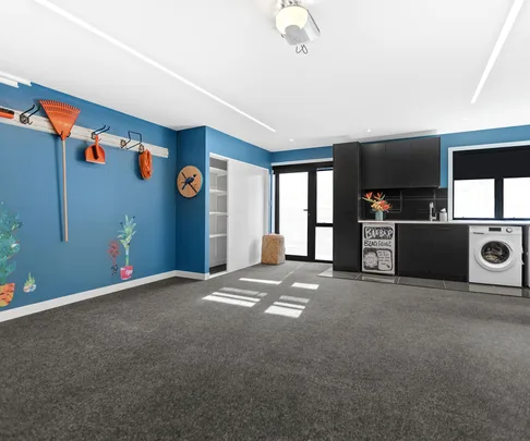 Stace and Yanita's garage and laundry on The Block NZ