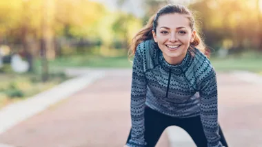 smiling running woman