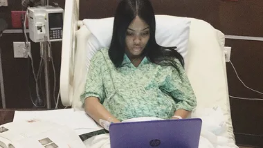 Student finishes final college exam while in labour