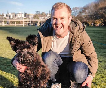 Matty McLean with his dog Otis
