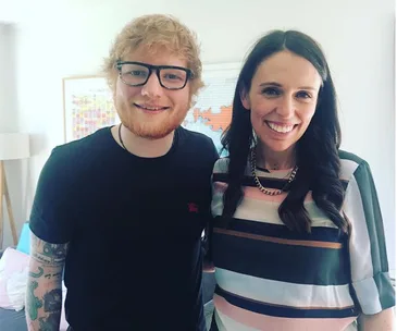 Ed Sheeran pops into Jacinda Ardern’s home for scones and tea
