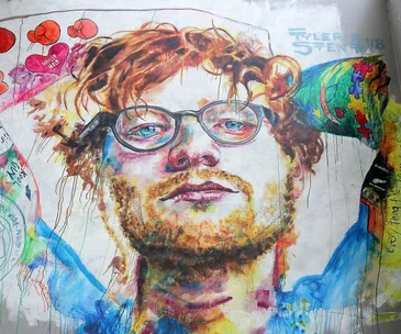 An artists interpretation of the vandalised mural - the graffiti has been cleaned off since the incident occurred.