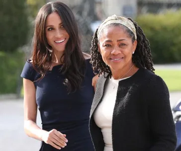 Meghan Markle and mum Dorian Ragland arrive at the hotel for the night before the wedding