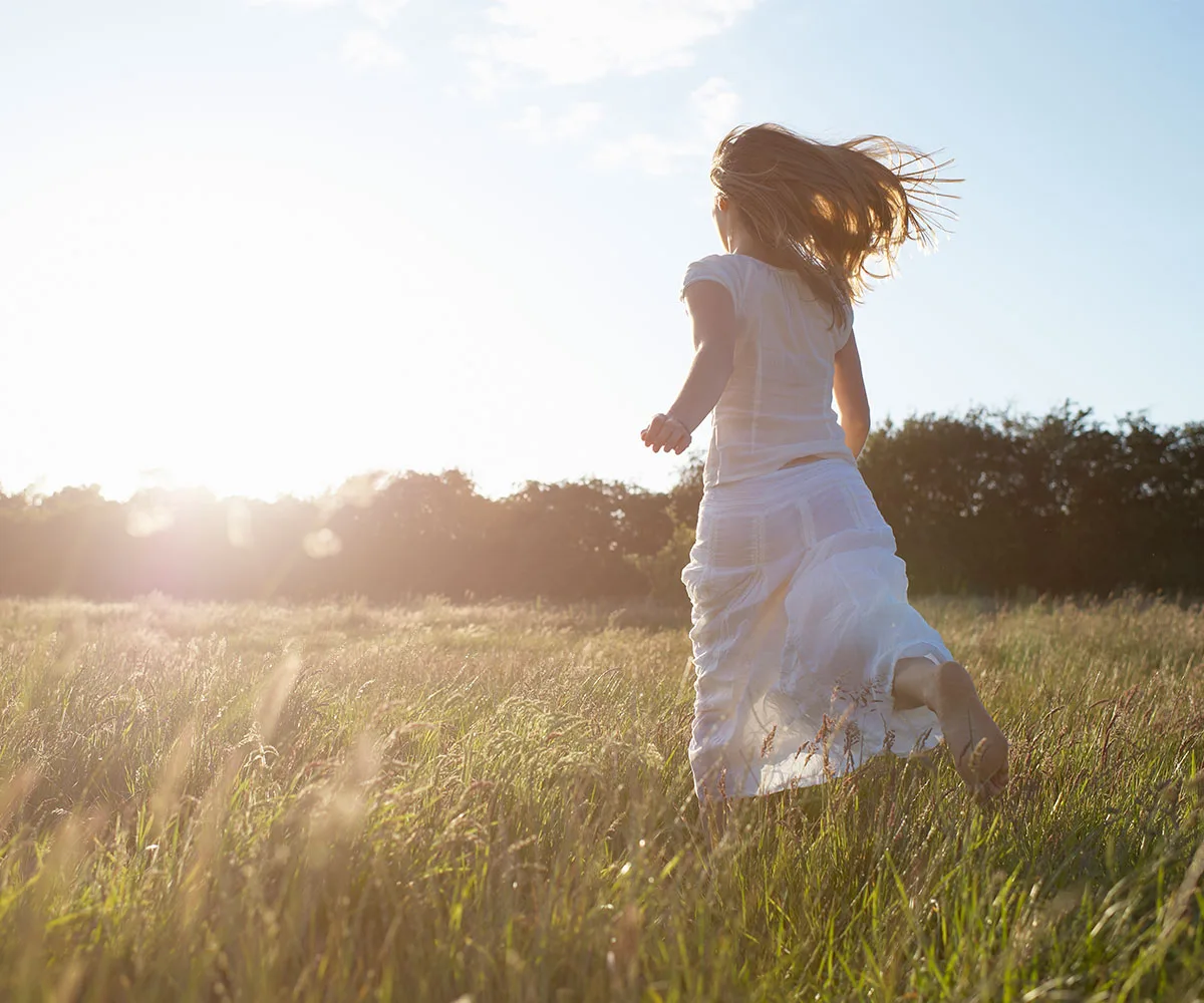 running through field