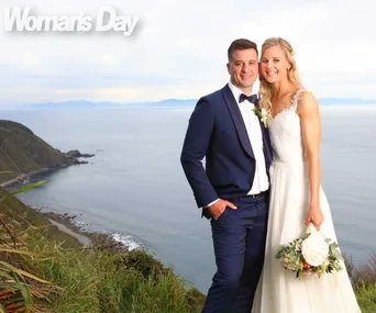 Silver Fern Katrina Grant marries her soulmate in a spectacular clifftop ceremony