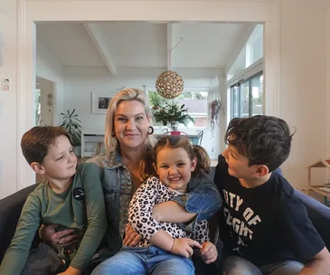 Haley Tukere with her children Noah, Van and Florence