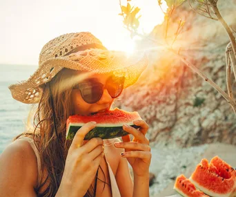 Eating fruit in summer