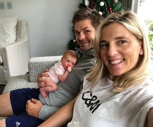 Gemma McCaw and Richie McCaw with new baby Charlotte Rose McCaw