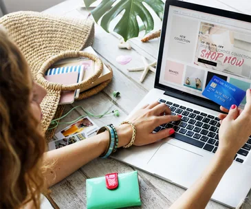 Online shopping on laptop