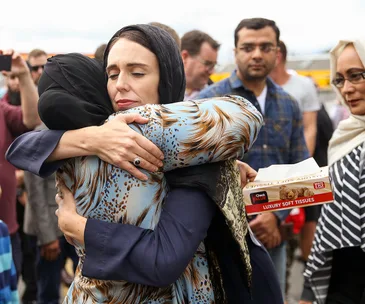 Jacinda Ardern hug Naima Abdi 
