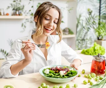 woman eating food 