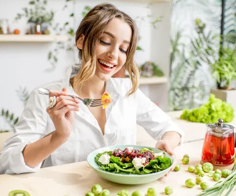 woman eating food