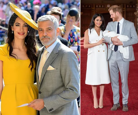 amal and george clooney and meghan markle prince harry and archie