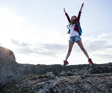 woman jumping for joy