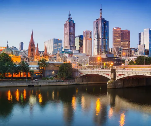 melbourne city australia at dusk