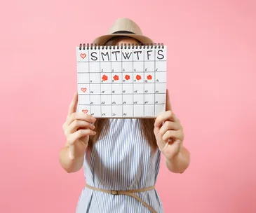woman holding menstruation cycle chart