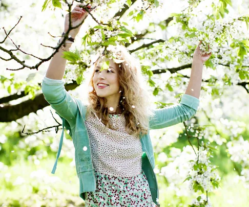 Woman in cherry blossom